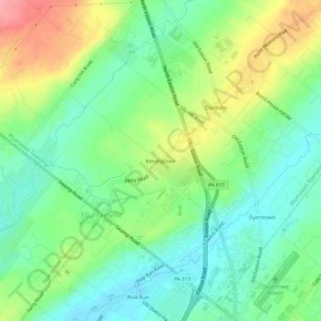 Mappa topografica Kendigtown, altitudine, rilievo