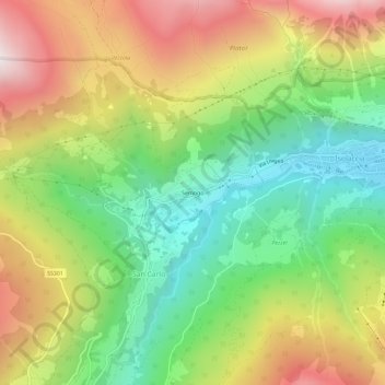 Mappa topografica Semogo, altitudine, rilievo