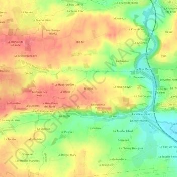 Mappa topografica Breillet, altitudine, rilievo