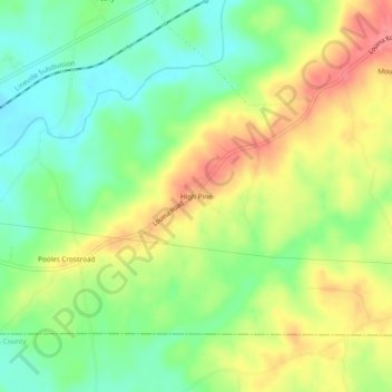 Mappa topografica High Pine, altitudine, rilievo