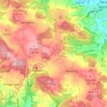 Mappa topografica Wutzelskühn, altitudine, rilievo