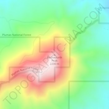 Mappa topografica Beckwourth Peak, altitudine, rilievo