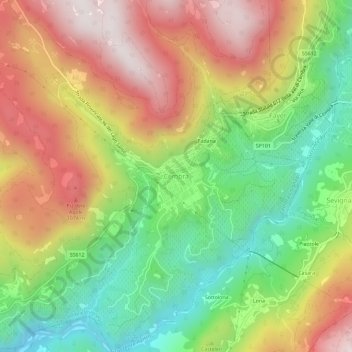 Mappa topografica Cembra, altitudine, rilievo