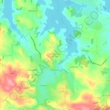 Mappa topografica Saint-Martin des Faux, altitudine, rilievo
