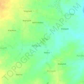 Mappa topografica Arjunda, altitudine, rilievo