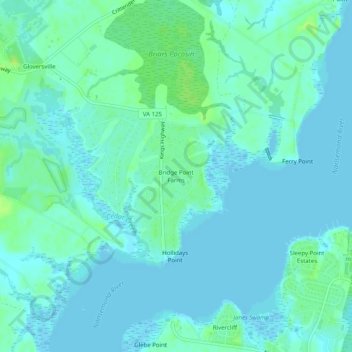 Mappa topografica Bridge Point Farms, altitudine, rilievo