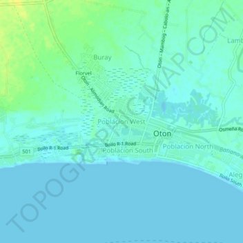 Mappa topografica Poblacion West, altitudine, rilievo