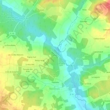 Mappa topografica Vinet, altitudine, rilievo