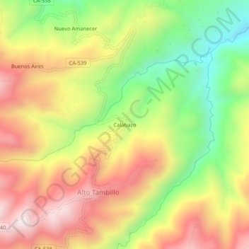 Mappa topografica Calabazo, altitudine, rilievo