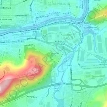 Mappa topografica South Terrace, altitudine, rilievo