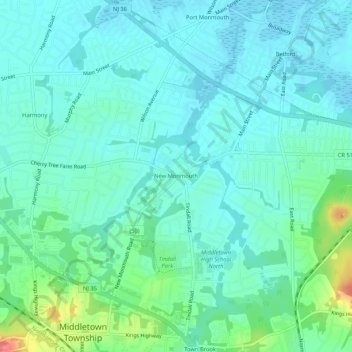 Mappa topografica New Monmouth, altitudine, rilievo