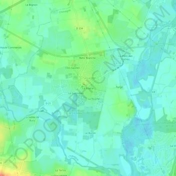 Mappa topografica La Scierie, altitudine, rilievo