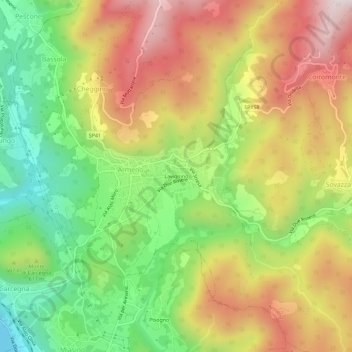Mappa topografica Lavignino, altitudine, rilievo
