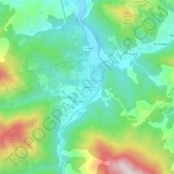 Mappa topografica Irabien, altitudine, rilievo