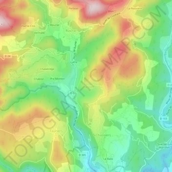 Mappa topografica Coulens, altitudine, rilievo