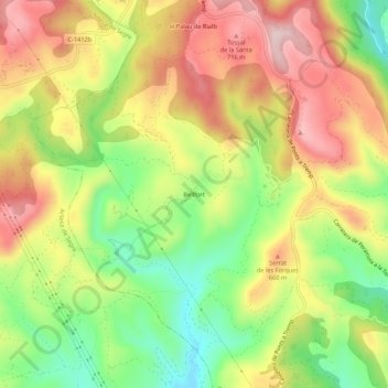 Mappa topografica Bellfort, altitudine, rilievo