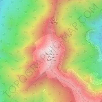 Mappa topografica Charleston Peak, altitudine, rilievo