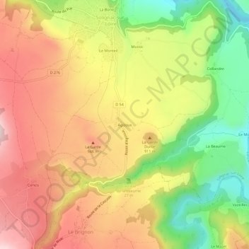 Mappa topografica Agizoux, altitudine, rilievo