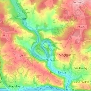 Mappa topografica Reut, altitudine, rilievo