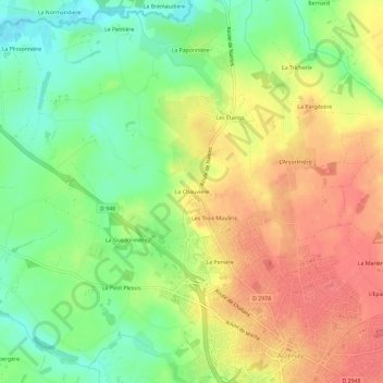 Mappa topografica La Chauvière, altitudine, rilievo