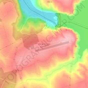 Mappa topografica Vila do Estreito, altitudine, rilievo