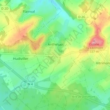Mappa topografica Les Oeufs Durs, altitudine, rilievo