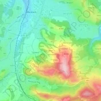 Mappa topografica Floiger, altitudine, rilievo