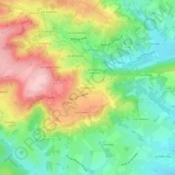 Mappa topografica Chalencey, altitudine, rilievo