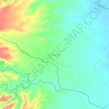 Mappa topografica Conrazon, altitudine, rilievo