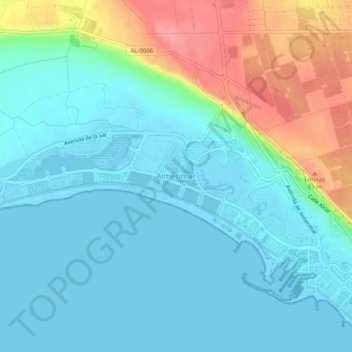 Mappa topografica Almerimar, altitudine, rilievo