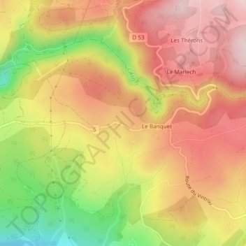 Mappa topografica Lous Escandes, altitudine, rilievo