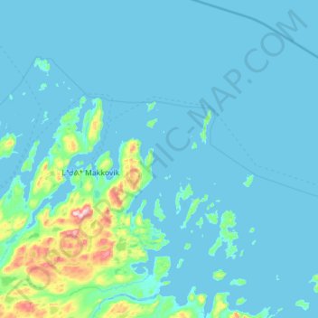 Mappa topografica Foxy Islands, altitudine, rilievo