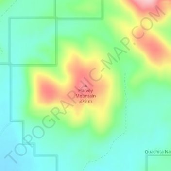 Mappa topografica Harvey Mountain, altitudine, rilievo