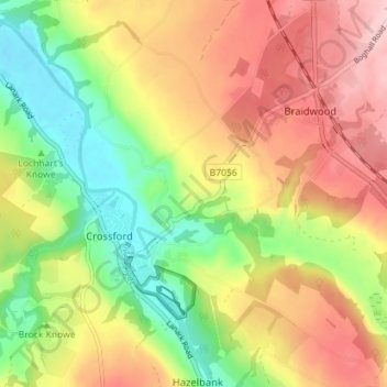 Mappa topografica Gladdenhill, altitudine, rilievo