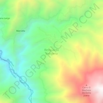 Mappa topografica Resguardo Indigena, altitudine, rilievo