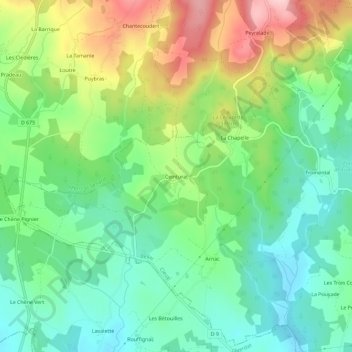Mappa topografica Ceinturat, altitudine, rilievo