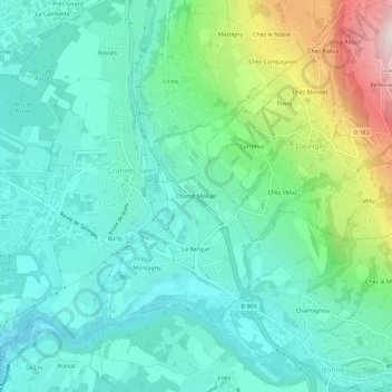 Mappa topografica Champ Molliaz, altitudine, rilievo