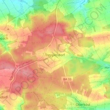 Mappa topografica Treppendorf, altitudine, rilievo