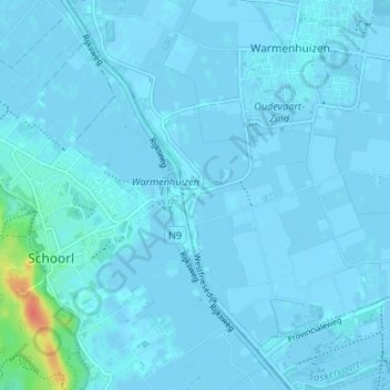 Mappa topografica Schoorldam, altitudine, rilievo