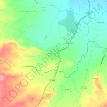Mappa topografica Monteagudo, altitudine, rilievo