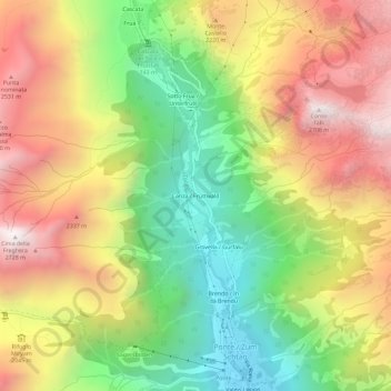 Mappa topografica Canza, altitudine, rilievo