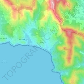 Mappa topografica Gigaro, altitudine, rilievo