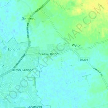 Mappa topografica Bilton, altitudine, rilievo