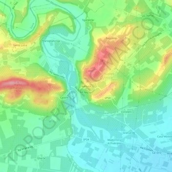 Mappa topografica Valbusa, altitudine, rilievo