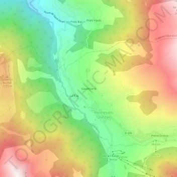 Mappa topografica Gaudissard, altitudine, rilievo