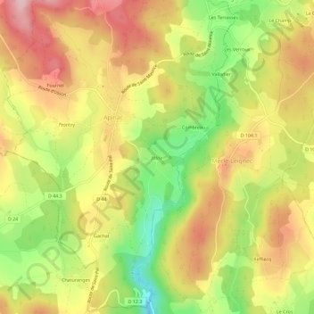 Mappa topografica Jossy, altitudine, rilievo