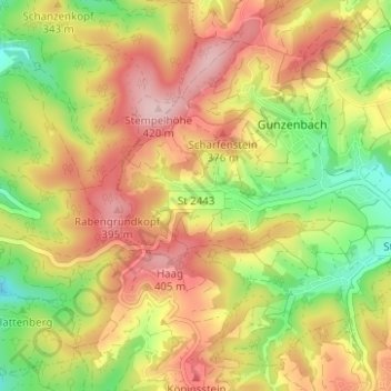 Mappa topografica Hohl, altitudine, rilievo