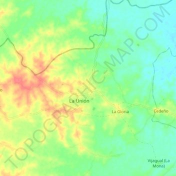 Mappa topografica La Unión, altitudine, rilievo
