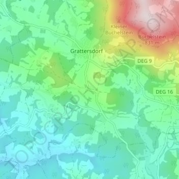 Mappa topografica Ernading, altitudine, rilievo