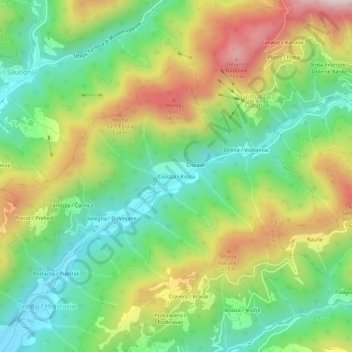 Mappa topografica Cosizza, altitudine, rilievo